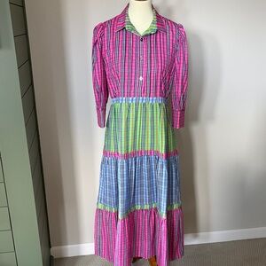 Gretchen Scott Designs Pink Blue Green Plaid Dress